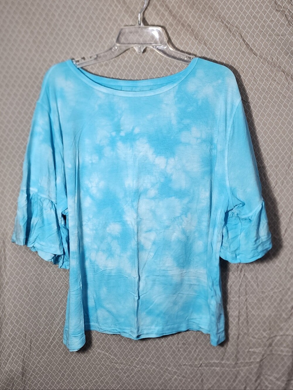 Calvin Klein Performance Stretch Sky Blue Tie-dye Tshirt Flared Arm Women's 2XL